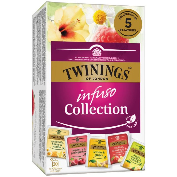 Ceai Twinings - Infuzie Mix 5 Gusturi Fructe si Plante, 20 pliculete, 36 gr.