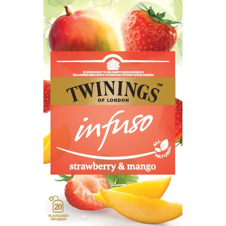 Ceai Twinings - Infuzie Capsuni si Mango, 20 pliculete, 40 gr.