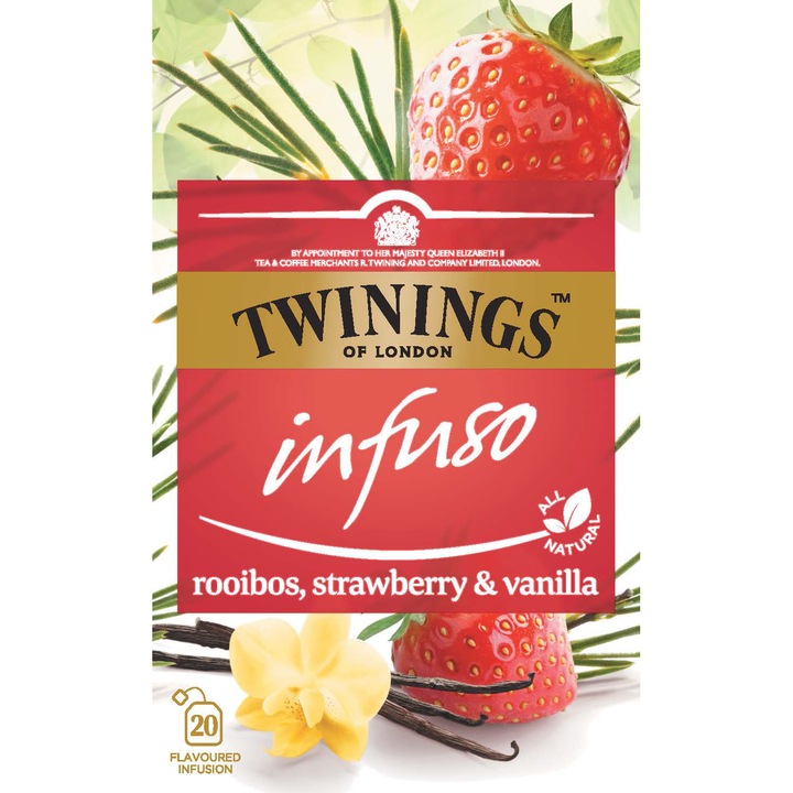 Чай Twinings Infuso, Ройбос, ягоди и ванилия, 20 пакетчета, 40 гр