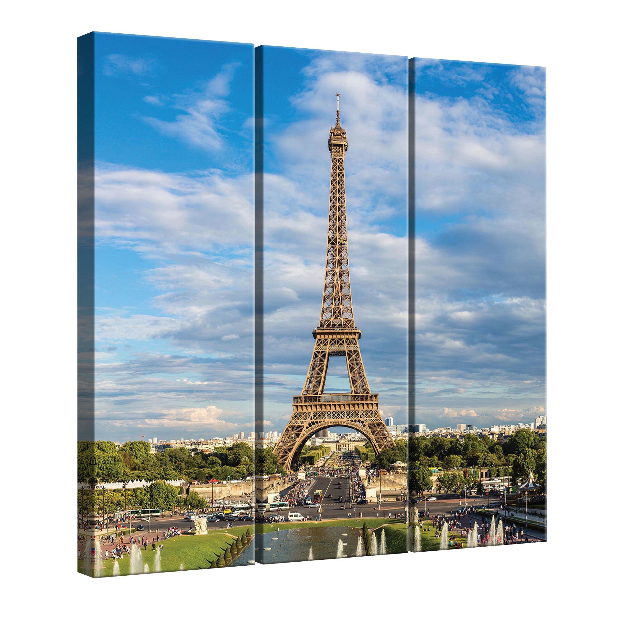 Set Tablouri DEGRETS 78332 Canvas, 100 x 90 cm, 3 piese (3x100x30cm), Trunul Eiffel 2