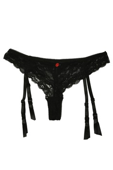 Portjartier cu chilot tanga, Lemila, Negru Portjartier cu chilot tanga, Lemila, Negru