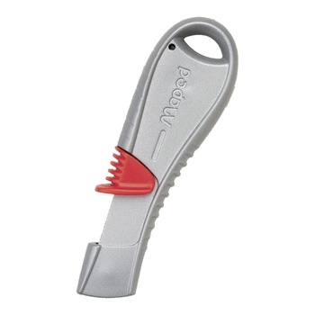 Cutter profesional Maped, auto-retractabil, lama tip trapez, corp metalic, argintiu Cutter profesional Maped, auto-retractabil, lama tip trapez, corp metalic, argintiu