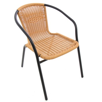 Scaun pentru gradina din imitatie impletitura din rattan, ATS, metal + polietilena, maro , pentru interior sau exterior Scaun pentru gradina din imitatie impletitura din rattan, ATS, metal + polietilena, maro , pentru interior sau exterior