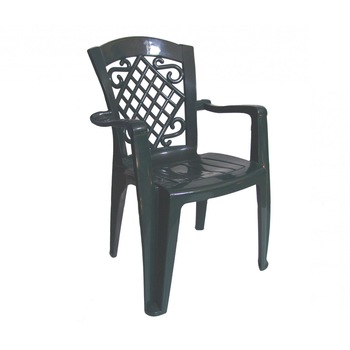 Scaun pentru gradina sau terasa, plastic cu model, verde inchis , ATS Scaun pentru gradina sau terasa, plastic cu model, verde inchis , ATS