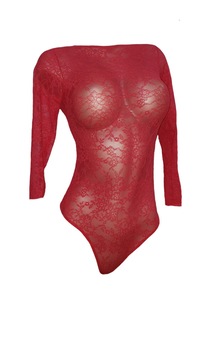 ioana boutique textile - BOD001 Csipke body, M, Piros