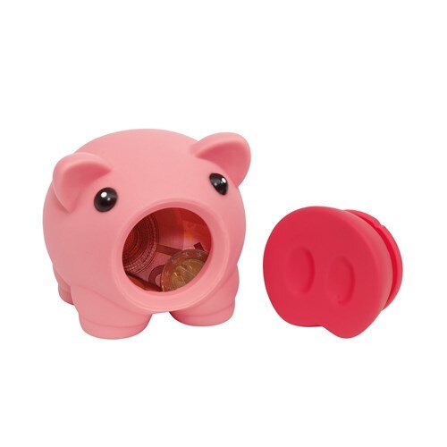 Pusculita Money Collector, roz, capac detasabil, 9,7 x 8 x 7,5 cm