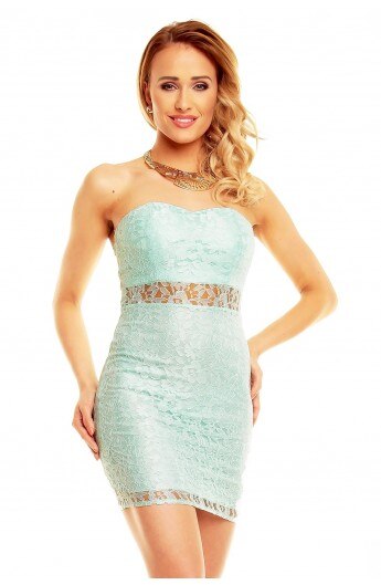 Rochie mini mulata din dantela, turcoaz, Turcoaz