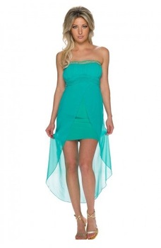 Rochie mini eleganta, asimetrica cu voal, Turcoaz Rochie mini eleganta, asimetrica cu voal, Turcoaz