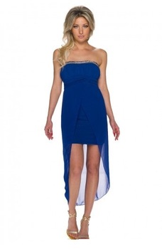 Rochie mini eleganta, asimetrica cu voal, Albastru Rochie mini eleganta, asimetrica cu voal, Albastru