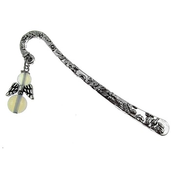 Semn de carte ingeras opalit, GlamBazaar, 8 cm x 18 mm, cu Opalit, Translucid, tip semn de carte metalic Semn de carte ingeras opalit, GlamBazaar, 8 cm x 18 mm, cu Opalit, Translucid, tip semn de carte metalic