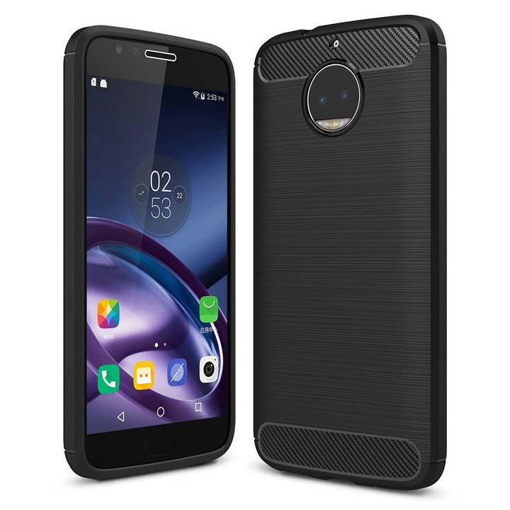 Силиконов гръб Carbon за Motorola Moto G5S Plus, черен