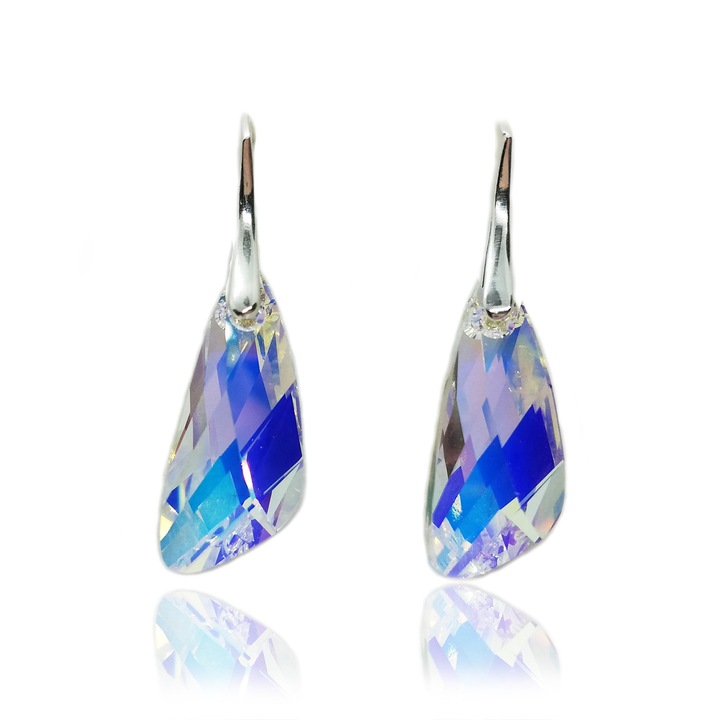 Cercei dama, Olimon MDM, Argint, cu cristale Swarovski® Wing, Crystal ab, Transparent