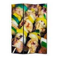 paravan 3 piese premium art factory truecolor culinar multicolor frigarui cu carne ceapa ardei si castravete cu cadru de lemn decoratiuni moderne pentru casa 135 x 150 cm 3 panouri x 45 x 150 cm imagen 40_0_
0
