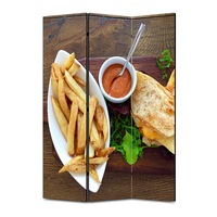 paravan 3 piese premium art factory truecolor culinar multicolor pui cu cartofi si sos cu cadru de lemn decoratiuni moderne pentru casa 105 x 180 cm 3 panouri x 35 x 180 cm imagen 54_0_
0