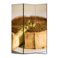 paravan 3 piese premium art factory truecolor culinar multicolor placinta cu branza si verdeata  cu cadru de lemn decoratiuni moderne pentru casa 135 x 180 cm 3 panouri x 45 x 180 cm imagen 33_0_
0