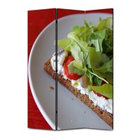 paravan 3 piese premium art factory truecolor culinar multicolor aperitiv cu crema de branza  salata si rosii cu cadru de lemn decoratiuni moderne pentru casa 105 x 180 cm 3 panouri x 35 x 180 cm imagen 9_0_
0