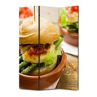 paravan 3 piese premium art factory truecolor culinar multicolor burger sanatos cu sparanghel piept de pui salata si rosii cu cadru de lemn decoratiuni moderne pentru casa 135 x 180 cm 3 panouri x 45 x 180 cm imagen 14_0_
0