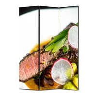 paravan 3 piese premium art factory truecolor culinar multicolor cina cu vita ridiche spanac si rosii cherry cu cadru de lemn decoratiuni moderne pentru casa 135 x 150 cm 3 panouri x 45 x 150 cm imagen 55_0_
0