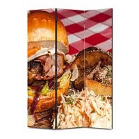 paravan 3 piese premium art factory truecolor culinar multicolor burger servit cu cartofi si salata cu cadru de lemn decoratiuni moderne pentru casa 105 x 180 cm 3 panouri x 35 x 180 cm imagen 11_0_
0