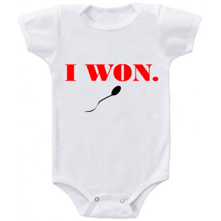 Body bebelus "I won", 3-6 luni, alb