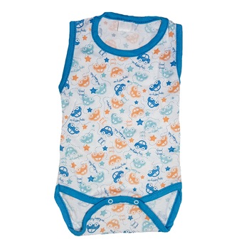 Body Handmade Minis Boutique, alb,cu albastru si imprimeu masinute, 0-2 luni Body Handmade Minis Boutique, alb,cu albastru si imprimeu masinute, 0-2 luni