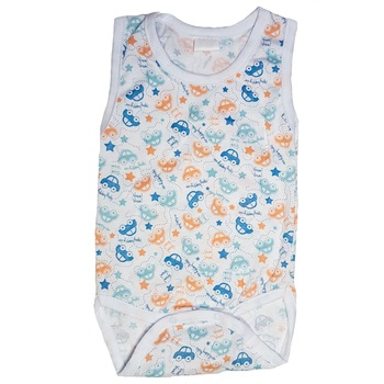 Body Handmade Minis Boutique, alb, cu imprimeu masinute Body Handmade Minis Boutique, alb, cu imprimeu masinute