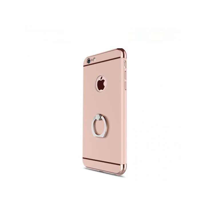 Защитен калъф за iPhone 7 Луксозно розово-златно покритие с поддържащ пръстен