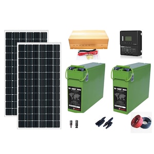 Sistem kit Solar Fotovoltaic CurentGratis 700w 1KW 24V MPPT 2 Acumulatori 310A 2 Panouri Monocristaline 350-370W Panouri solare