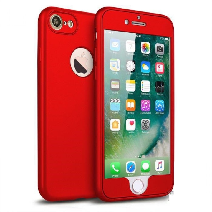 Калъф за Apple iPhone 6 / Apple iPhone 6S Red Fullcover с пълно покритие 360 градуса с безплатно защитно фолио за стъкло
