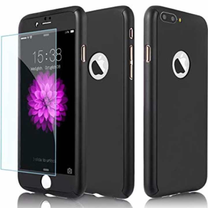 Калъф за Apple iPhone 6 / Apple iPhone 6S Black Fullcover с пълно покритие 360 градуса с безплатно защитно фолио за стъкло