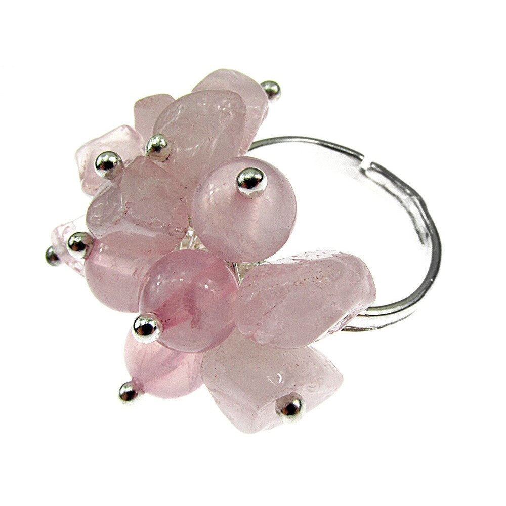 Inel aliaj reglabil cu pietre cuart roz, GlamBazaar, Reglabila, cu Cuart roz, Roz, tip inel din aliaj metalic reglabil cu pietre naturale