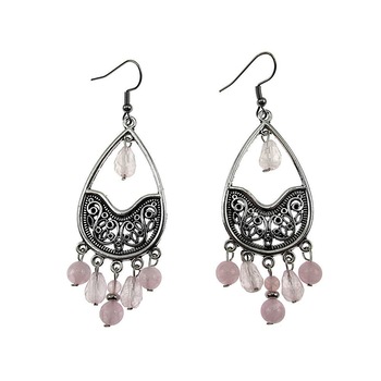 Cercei candelabru filigran lacrima cu cuart roz, GlamBazaar, 7 cm x 4 cm, cu Cuart roz, Roz, tip cercei candelabru cu pietre naturale Cercei candelabru filigran lacrima cu cuart roz, GlamBazaar, 7 cm x 4 cm, cu Cuart roz, Roz, tip cercei candelabru cu pietre naturale