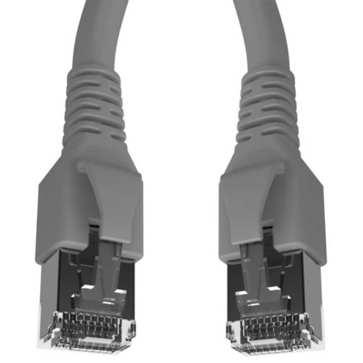 Kábel patchcord Cat.6A 10G S / FTP kettős árnyékolt Schrack RJ45 LSOH 500MHz szürke 10 m