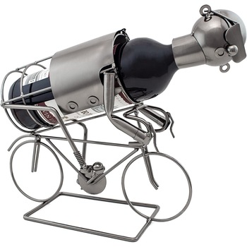 Suport pentru Sticla Vin, model Biciclist, Metal Lucios, Capacitate 1 Sticla, H 24.5 cm Suport pentru Sticla Vin, model Biciclist, Metal Lucios, Capacitate 1 Sticla, H 24.5 cm