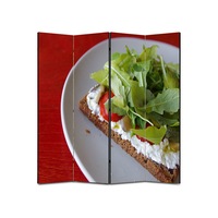paravan 4 piese premium art factory truecolor culinar multicolor aperitiv cu crema de branza  salata si rosii cu cadru de lemn decoratiuni moderne pentru casa 180 x 150 cm 4 panouri x 45 x 150 cm imagen 58_0_
0