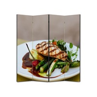 paravan 4 piese premium art factory truecolor culinar multicolor piept de pui la gratar preparat cu legume cu cadru de lemn decoratiuni moderne pentru casa 180 x 180 cm 4 panouri x 45 x 180 cm imagen 29_0_
0