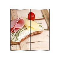 paravan 4 piese premium art factory truecolor culinar multicolor sandwich cu mezeluri crema de branza si cascaval cu cadru de lemn decoratiuni moderne pentru casa 180 x 180 cm 4 panouri x 45 x 180 cm imagen 18_0_
0