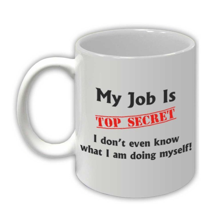 Cana "Top Secret",alba,capacitate 330 ml