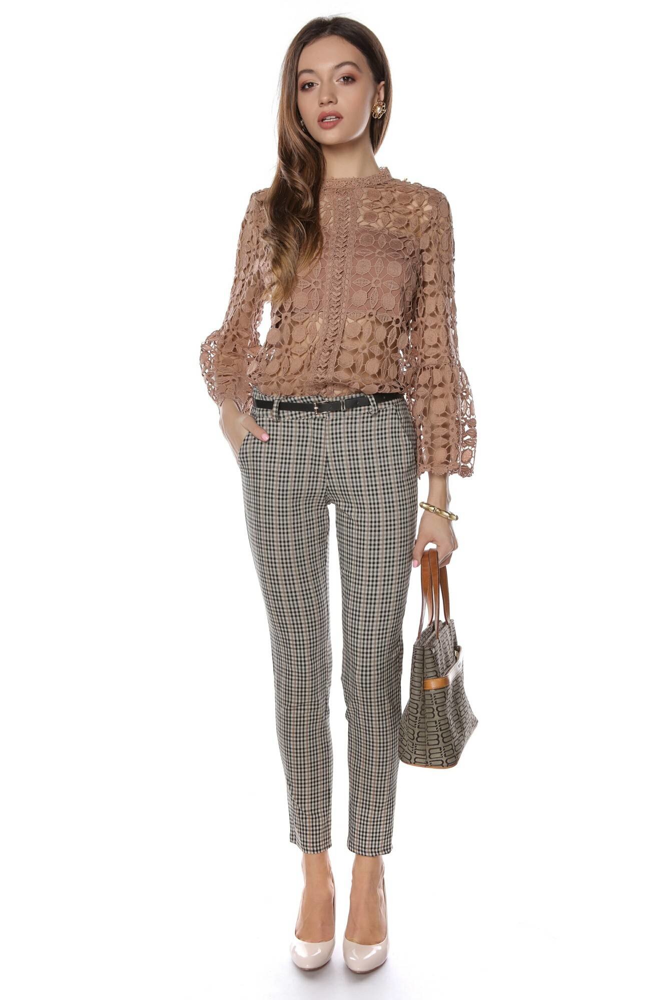 Pantaloni bej, in carouri, ROH , XL