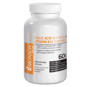Acid Folic 800 mcg + Vitamina B12 1000 mcg - BRONSON - 60 capsule Acid Folic 800 mcg + Vitamina B12 1000 mcg - BRONSON - 60 capsule