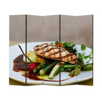 paravan 4 piese premium art factory truecolor culinar multicolor piept de pui la gratar preparat cu legume cu cadru de lemn decoratiuni moderne pentru casa 225 x 150 cm panouri x 45 x 150 cm imagen 47_0_
0
