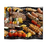 paravan 4 piese premium art factory truecolor culinar multicolor compozitie frigarui cu legume carnati carne de porc cu cadru de lemn decoratiuni moderne pentru casa 225 x 150 cm panouri x 45 x 150 cm imagen 58_0_
0