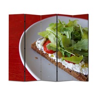 paravan 4 piese premium art factory truecolor culinar multicolor aperitiv cu crema de branza  salata si rosii cu cadru de lemn decoratiuni moderne pentru casa 175 x 150 cm 5 panouri x 35 x 150 cm imagen 55_1_
0