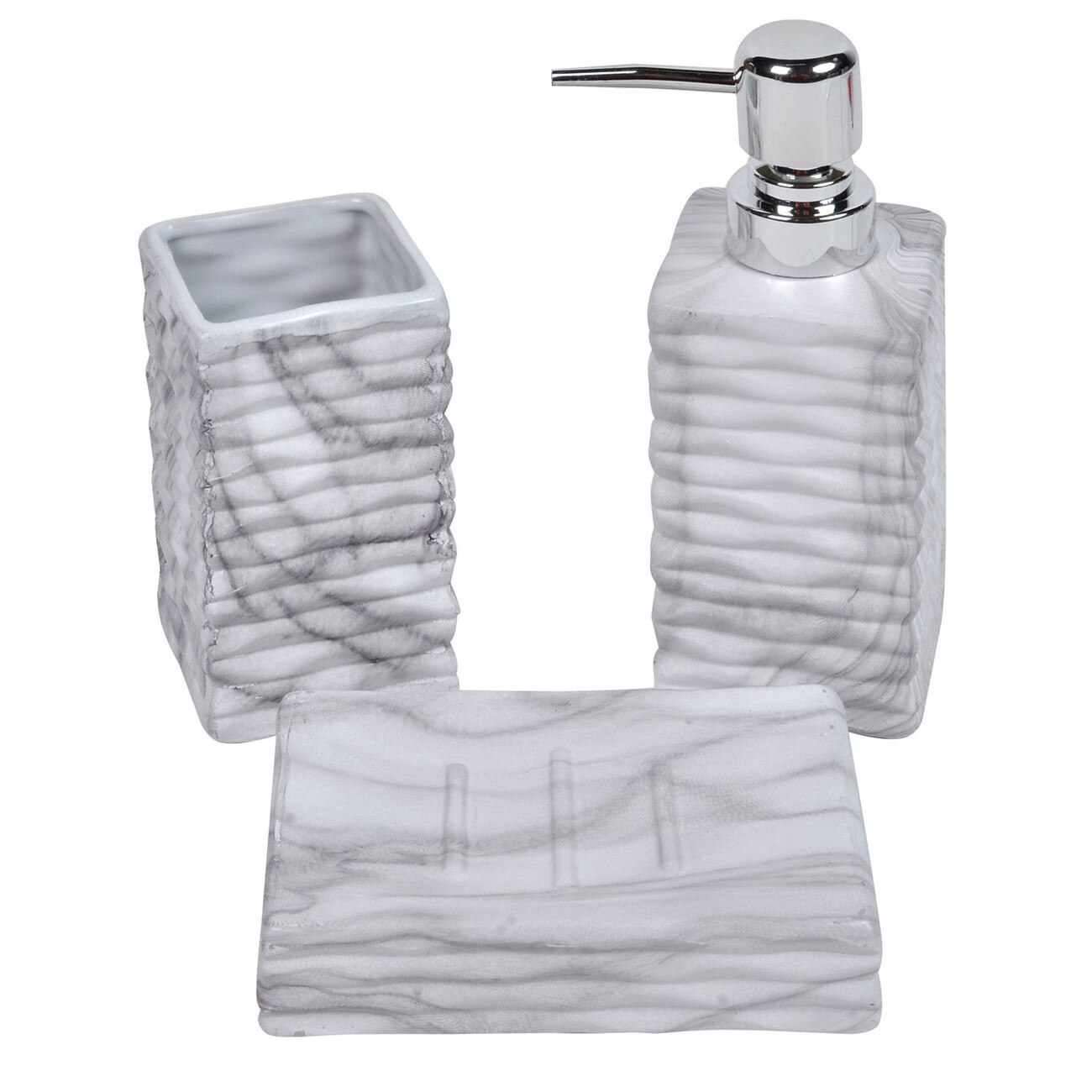 Set accesorii de baie, Zola, din ceramica, model Granit