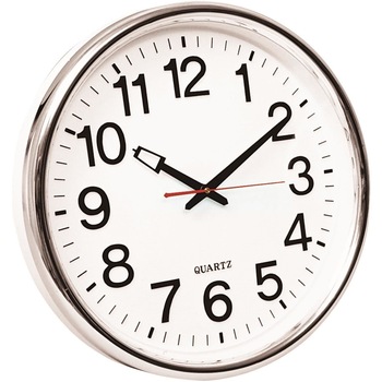 Ceas de perete Q-CONNECT Warsaw, din plastic, diametru 37.5 cm, rama argintiu cromat Ceas de perete Q-CONNECT Warsaw, din plastic, diametru 37.5 cm, rama argintiu cromat