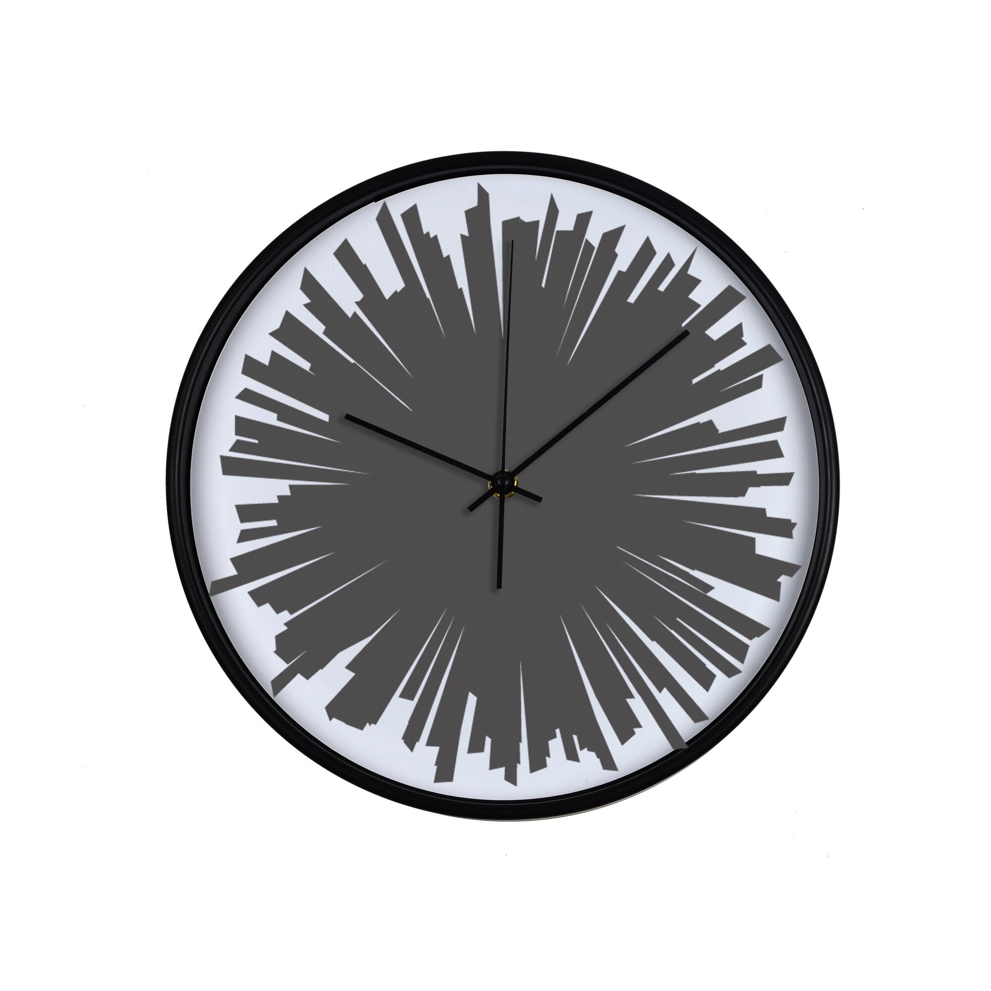 Ceas perete, produs DekoStore, pentru birou, living sau showroom, cu mecanism silentios, Explozie liniara, diametru 30 cm, rama neagra din plastic