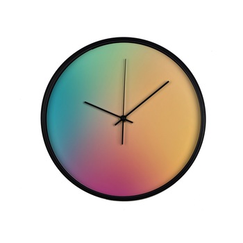 Ceas perete, produs DekoStore, pentru birou, living sau showroom, cu mecanism silentios, Fundal efect bokeh, diametru 30 cm, rama neagra din plastic Ceas perete, produs DekoStore, pentru birou, living sau showroom, cu mecanism silentios, Fundal efect bokeh, diametru 30 cm, rama neagra din plastic