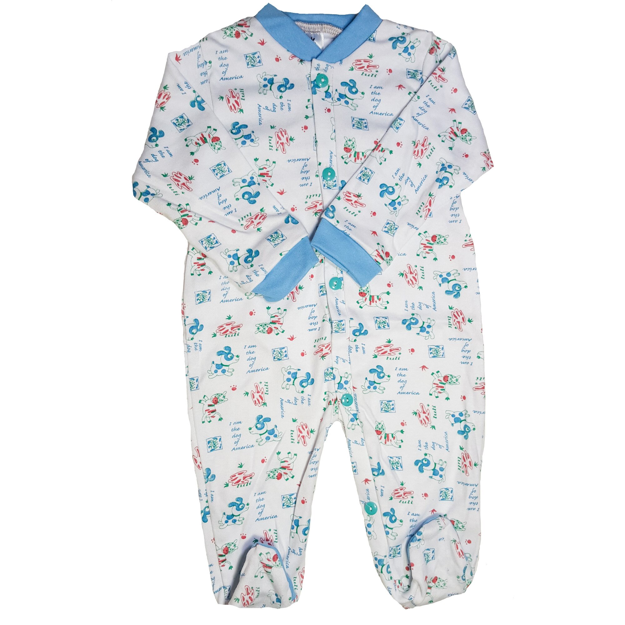 Salopeta Handmade Minis Boutique, cu imprimeu catelusi, 3-6 luni