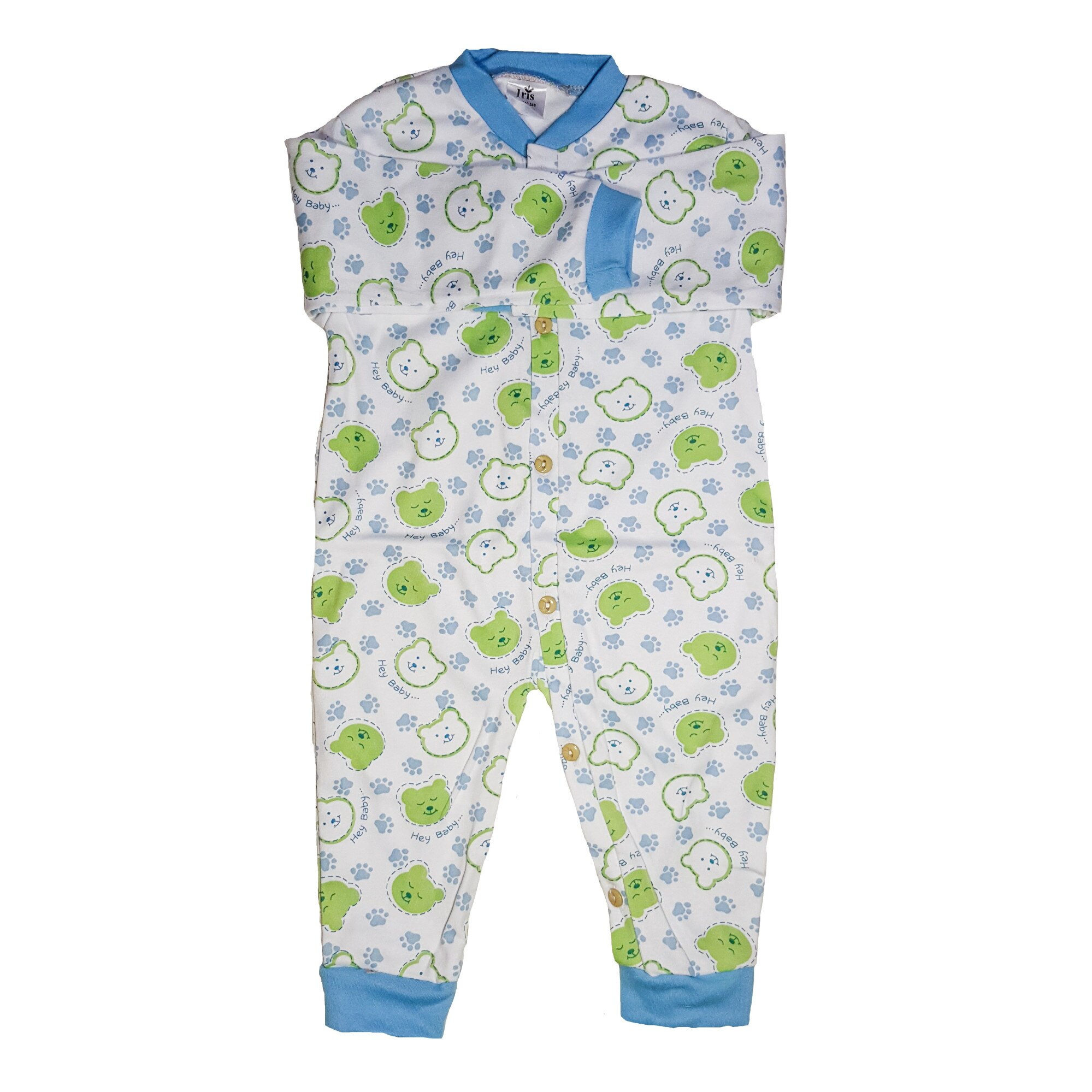 Salopeta Handmade Minis Boutique, cu imprimeu ursuleti verzi, 6-9 luni