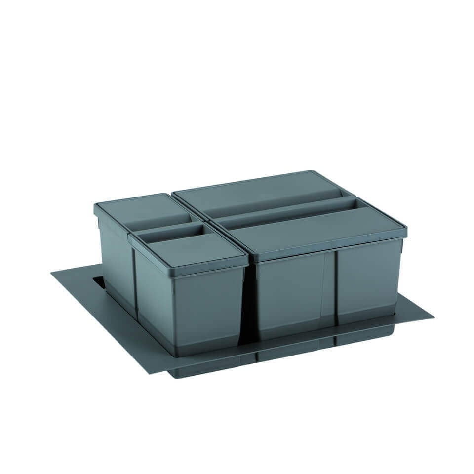 Cos de gunoi gri orion incorporabil in sertar, colectare selectiva, cu 2 recipiente, pentru corp de 600 mm latime